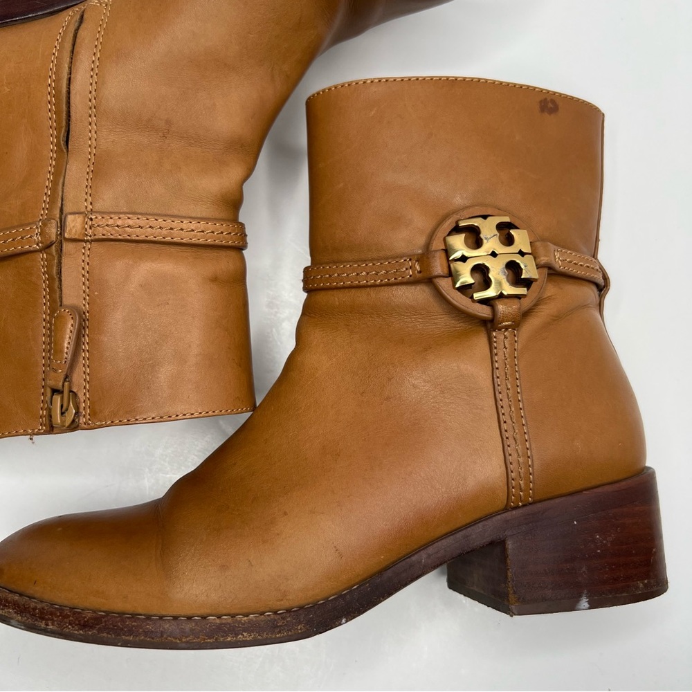 Tory Burch Miller Calf Leather Bootie Boots Brown Size 8.5 - Picture 14 of 16